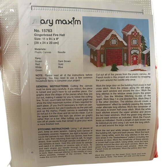 Mary Maxim Gingerbread Firehall Plastic Canvas Kit #15763 Sealed Xmas Craft - Picture 1 of 4